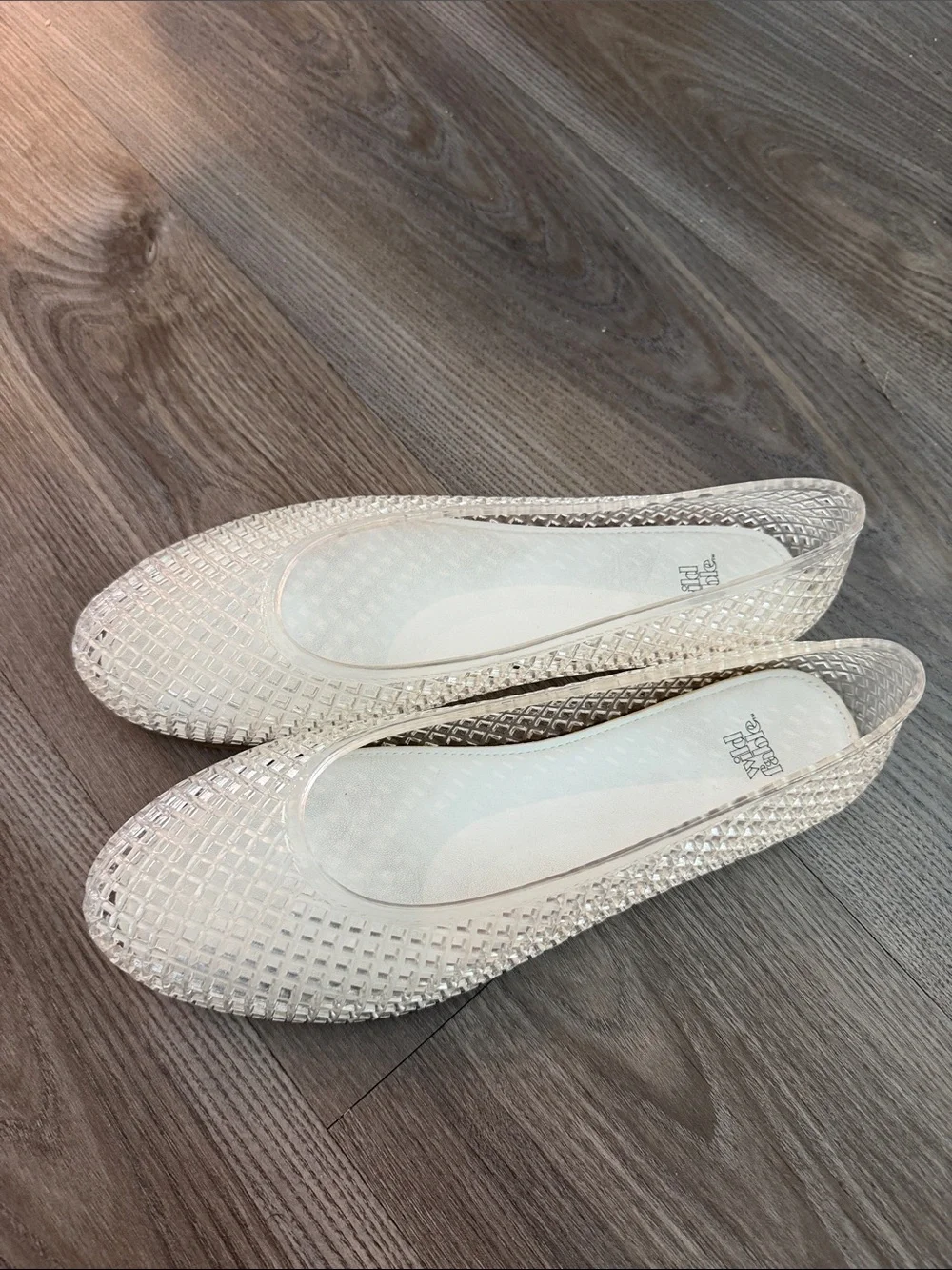 wild fable Ivory Jelly Ballet Flats with Lattice Texture size 9 but fix like 10